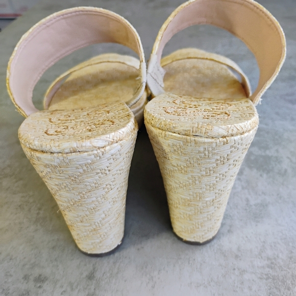 Schutz Tarla Platform Wedge Sandals Womens 8.5B Straw Raffia Tropical Vacation - Picture 3 of 15